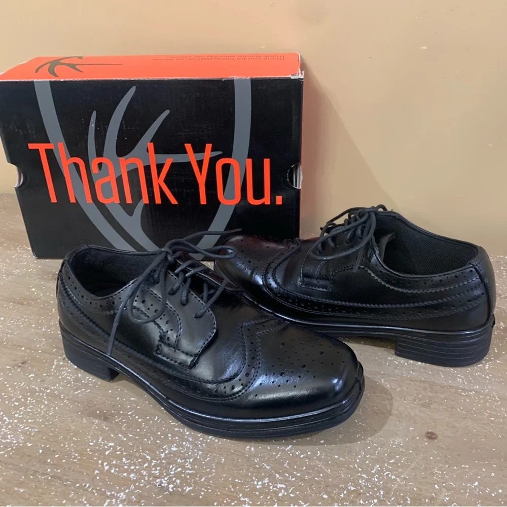 Deer Stags Boys Ace Wingtip Oxford Comfort Dress Shoes Size 1.5 Black